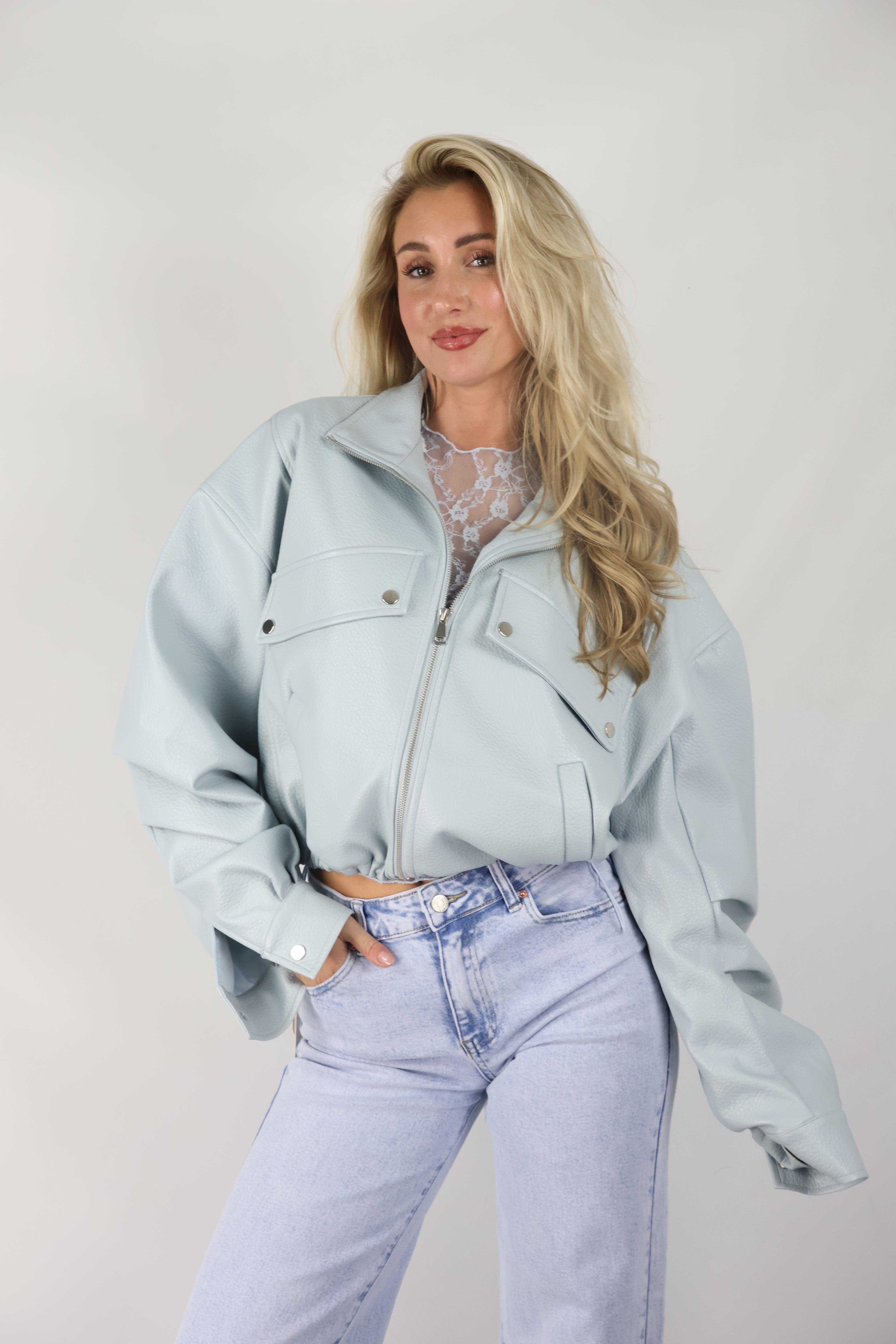 Leren Jack | Ice Blue