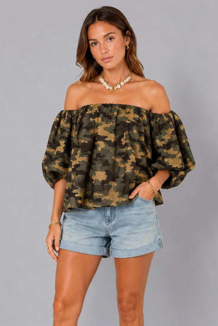 Off Shoulder Blouse | Camo