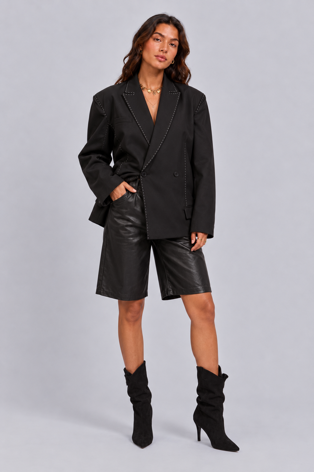 Stitch Oversized Blazer | Black