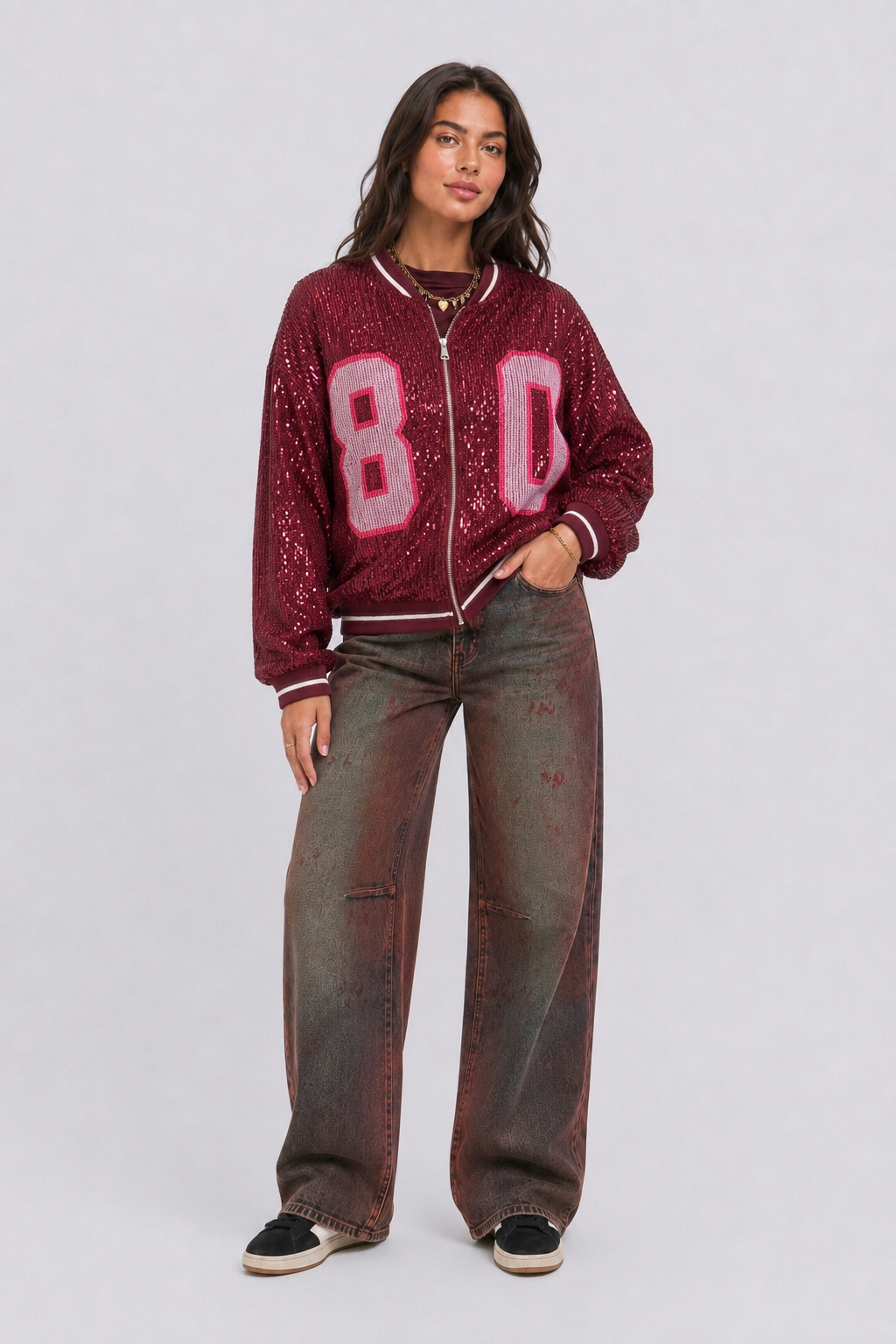 Sequin Bomber | Red