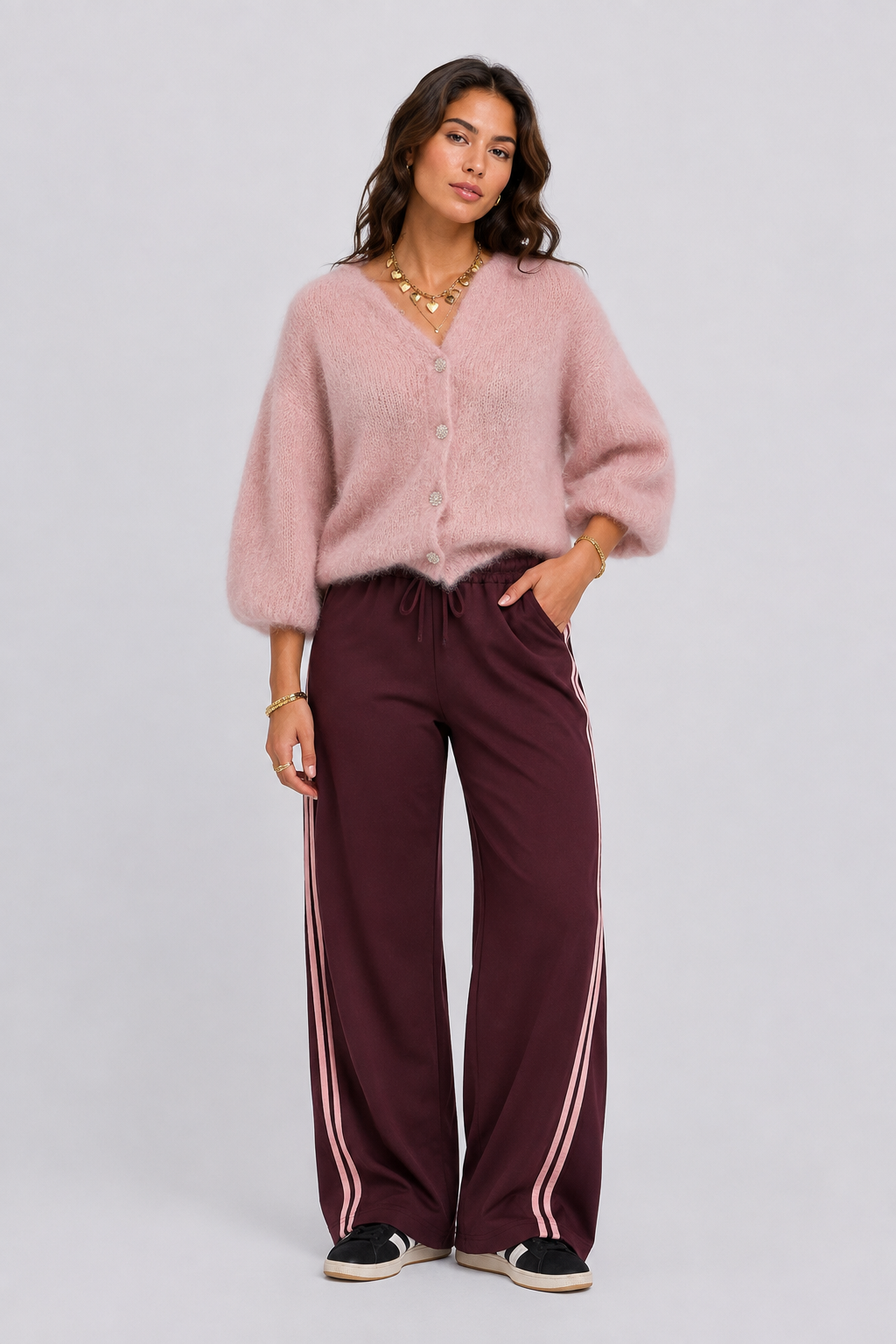 LUXX Stripe Pants  | Aubergine