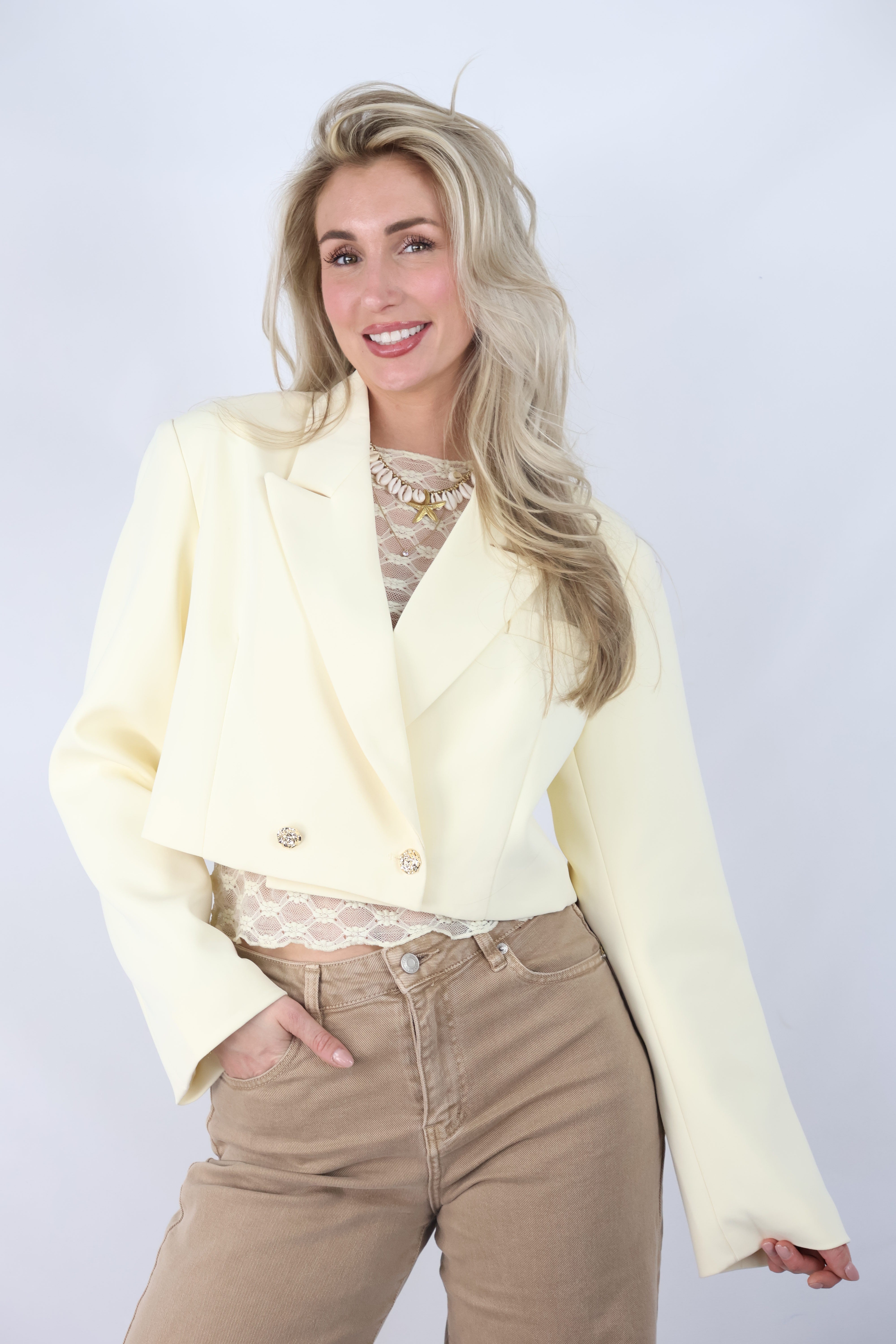 Cropped Blazer | Yellow