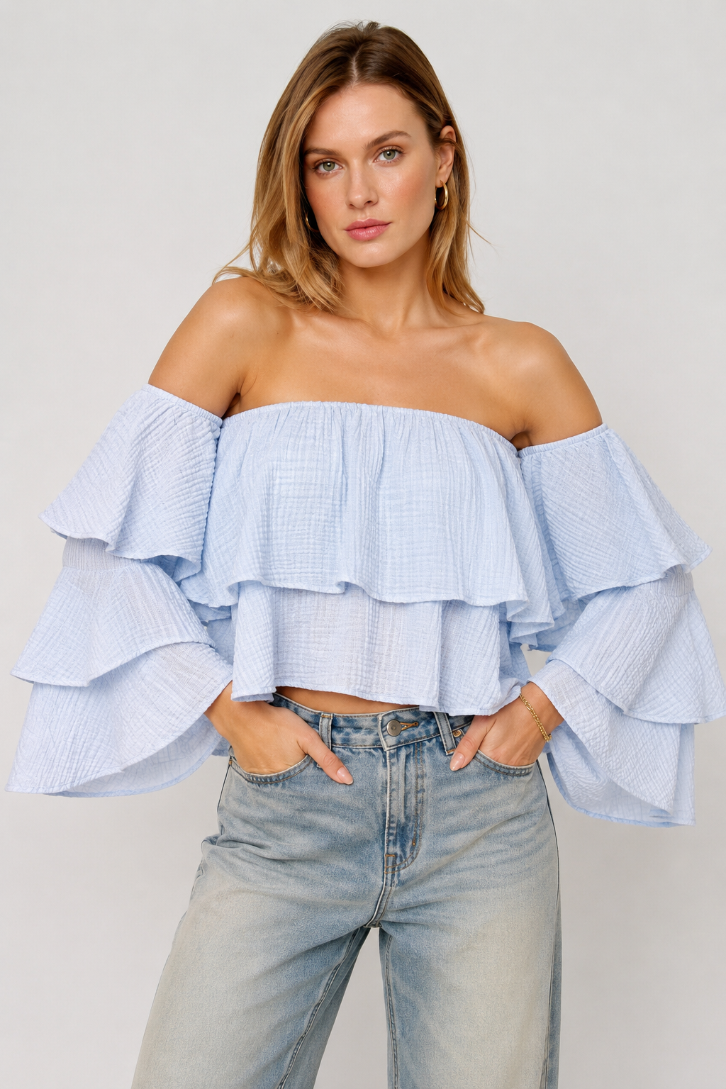 Off Shoulder Blouse | Baby Blue