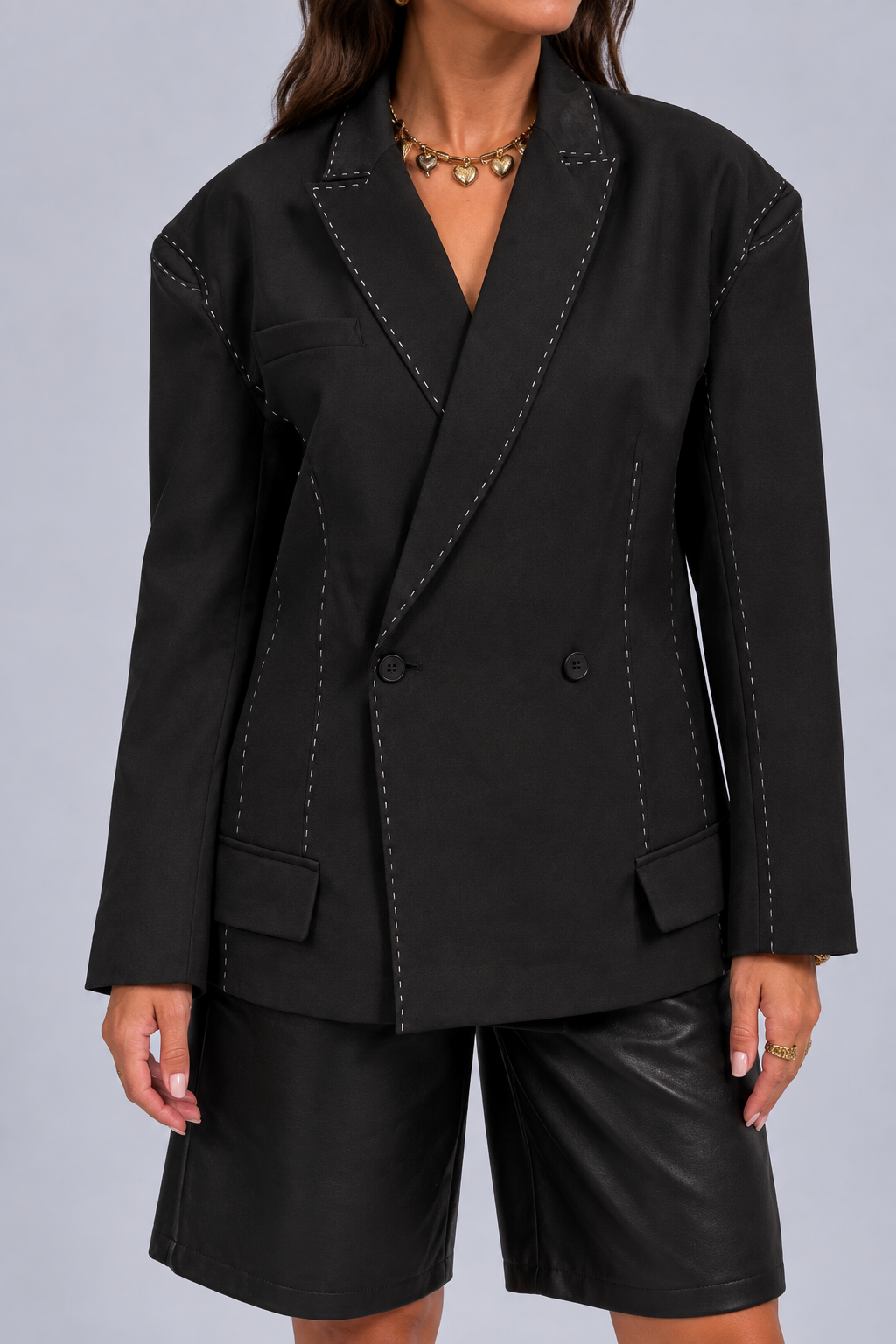 Stitch Oversized Blazer | Black